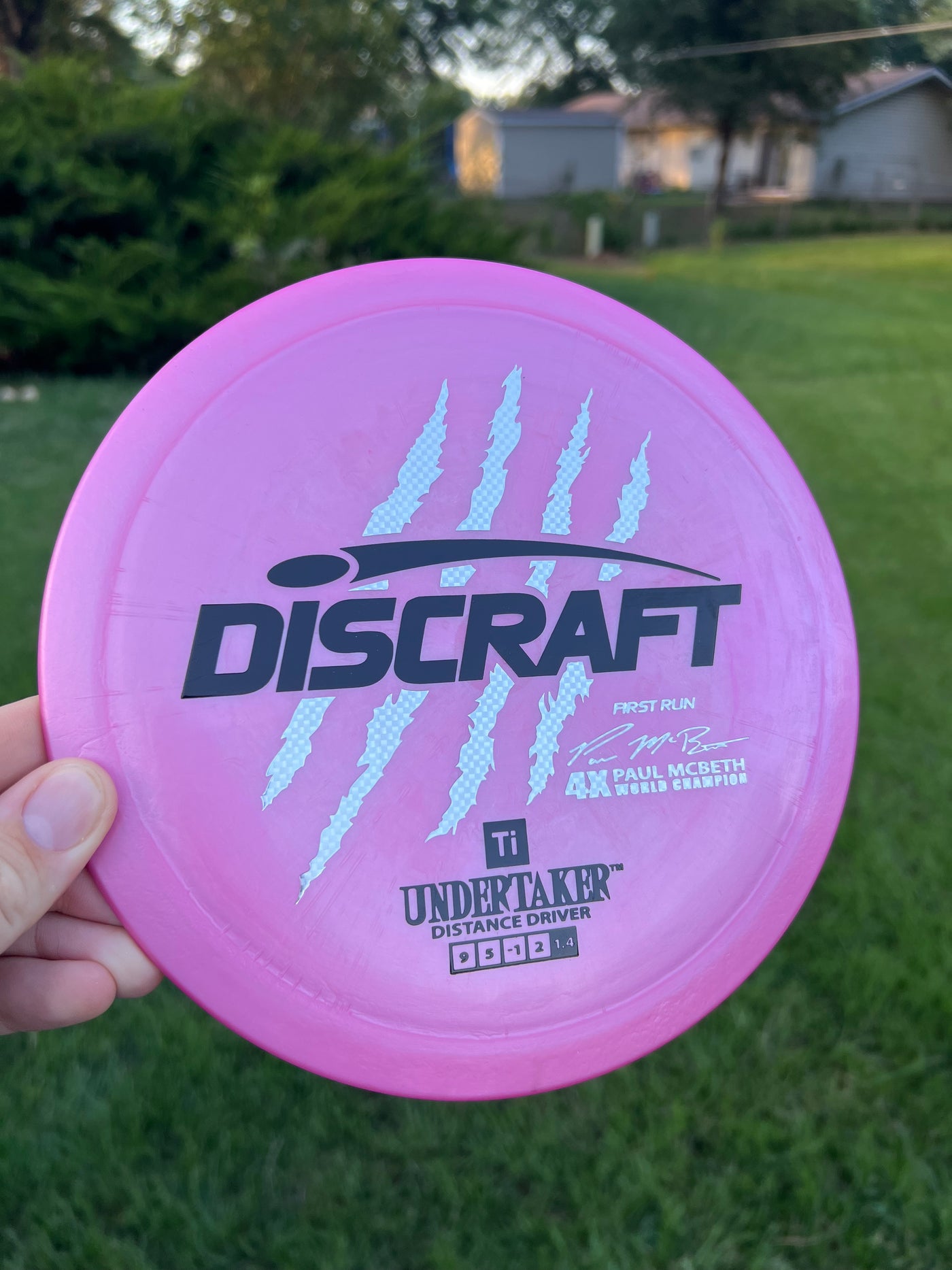 Discraft Titanium Undertaker Fairway Driver with First Run - Paul McBeth 4x World Champion Stamp - Speed 9