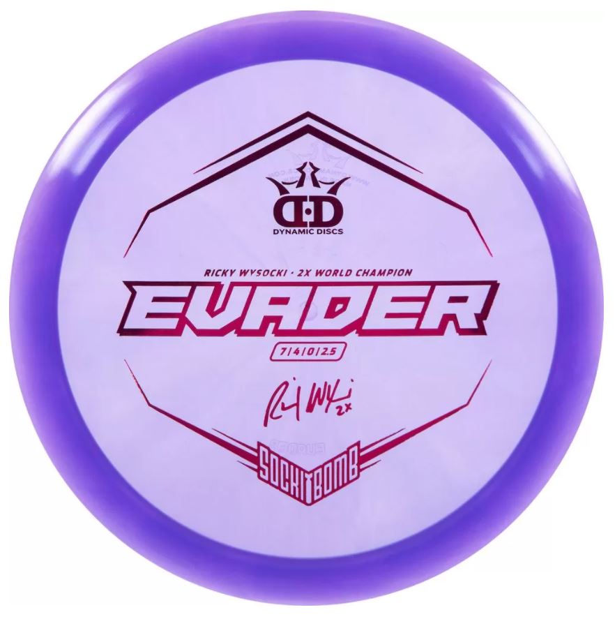 Dynamic Discs Lucid Evader Fairway Driver with Ricky Wysocki - 2X World Champion - SockiBomb Stamp - Speed 7