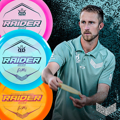 Dynamic Discs Lucid Raider Distance Driver with Ricky Wysocki - 2X World Champion - SockiBomb Stamp - Speed 13