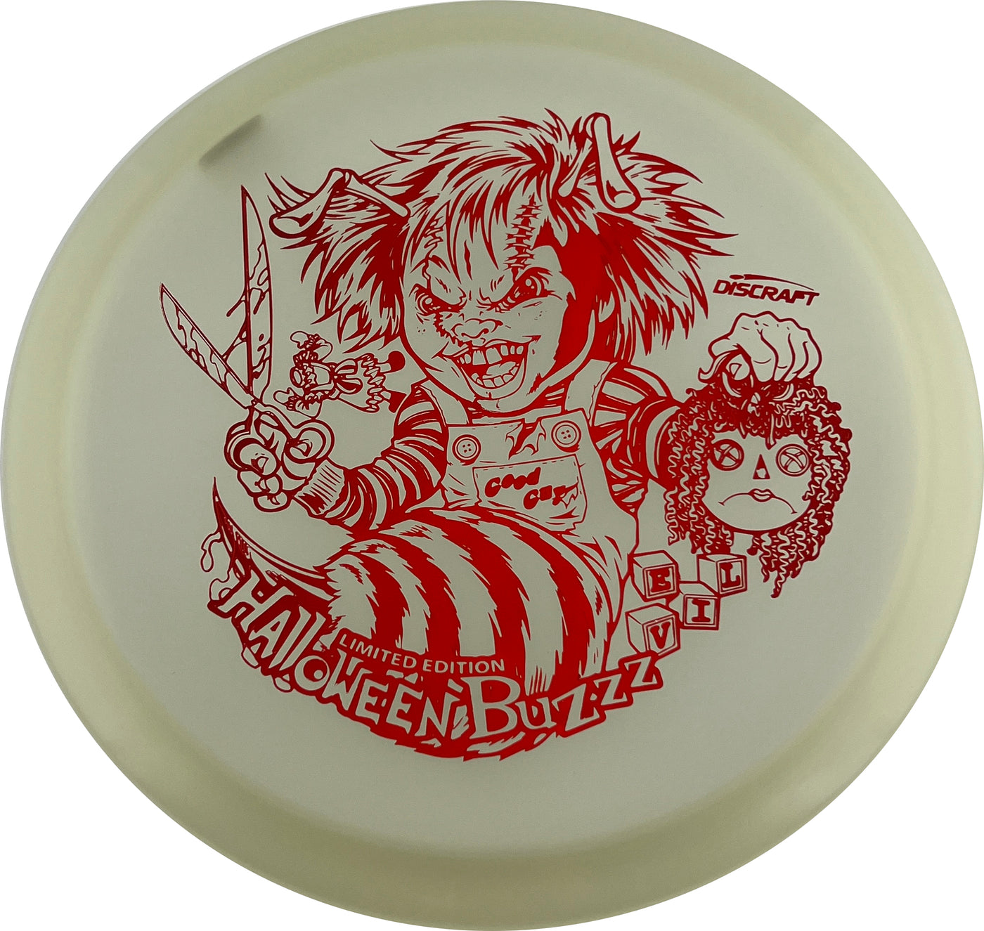 Discraft Elite Z Glo Buzzz Midrange with Limited Edition Halloween 2022 - Killer Hucky Doll Buzzz Stamp - Speed 5