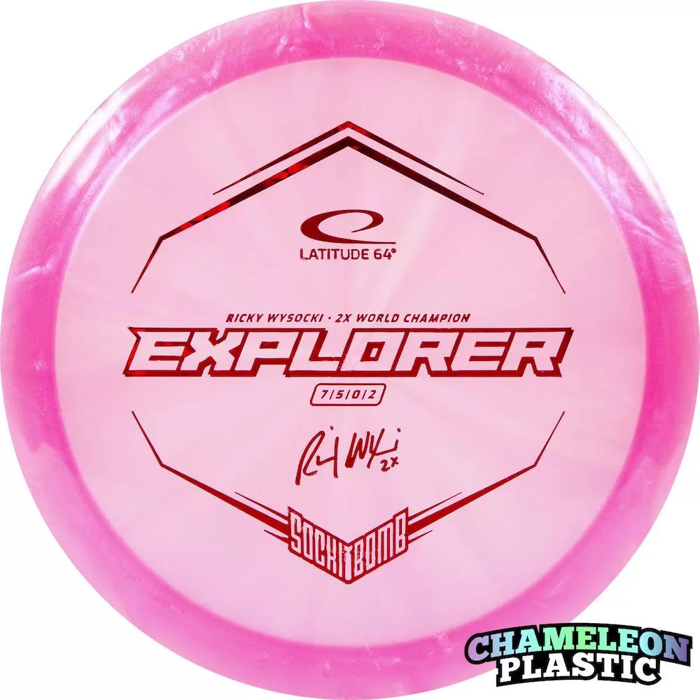 Latitude 64 Opto Ice Chameleon Explorer Fairway Driver with Ricky Wysocki - 2X World Champion - SockiBomb Stamp - Speed 7