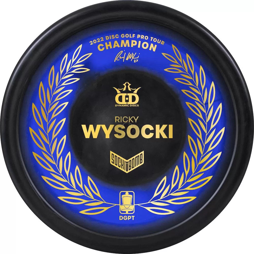 Dynamic Discs Classic Supreme Raptor Eye SockiBomb Slammer Putter with 2022 Disc Golf Pro Tour Champion Ricky Wysocki Sockibomb Stamp - Speed 3