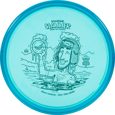 Dynamic Discs Lucid Ice SockiBomb Slammer Putter with Ricky Wysocki Ice Bath 2023 Team Series Stamp - Speed 3