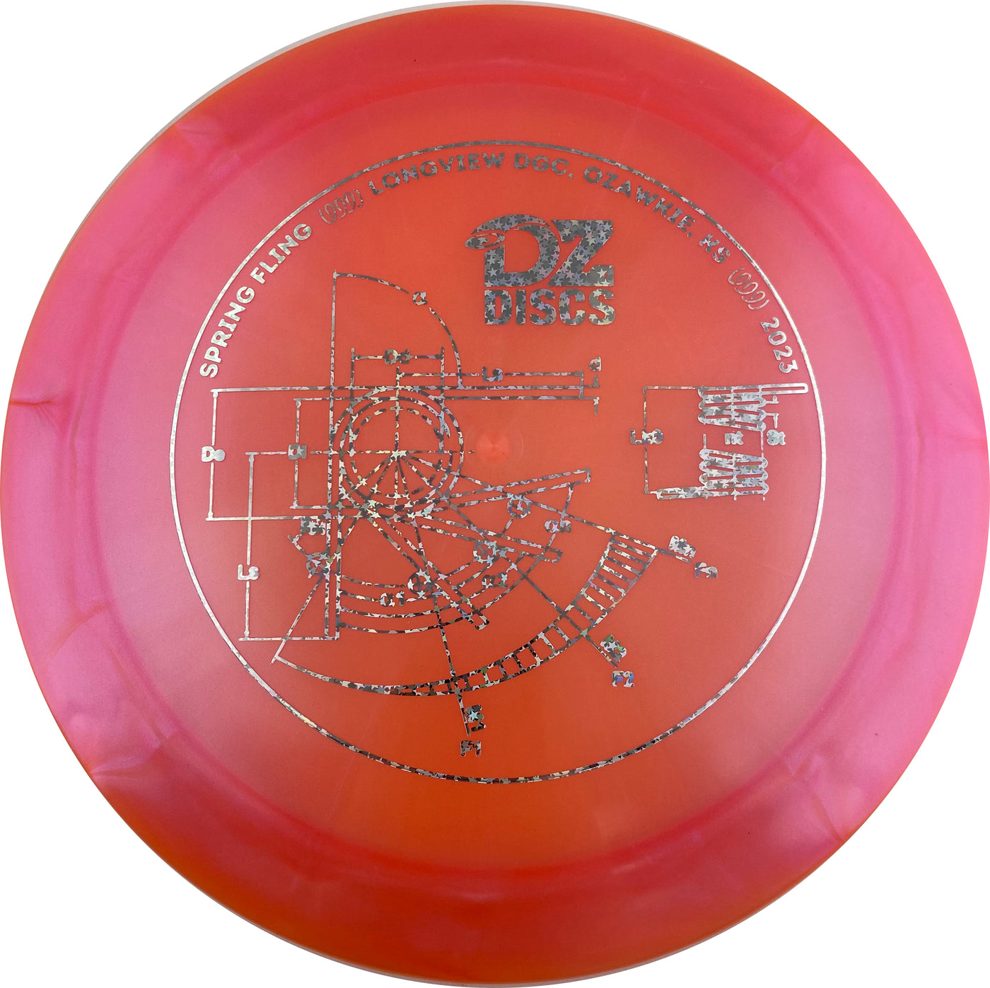 Dynamic Discs Lucid Ice Chameleon Raider Distance Driver with DZDiscs 2023 Spring Fling - Longview DGC - Ozawkie, KS Stamp - Speed 13