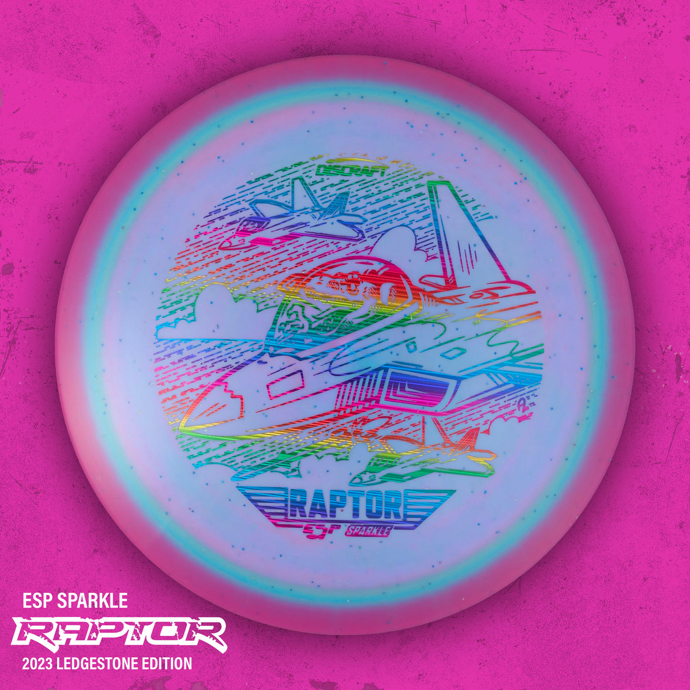 Discraft ESP Lite Sparkle Raptor Distance Driver with 2023 Ledgestone Edition - Wave 3 Stamp - Speed 9