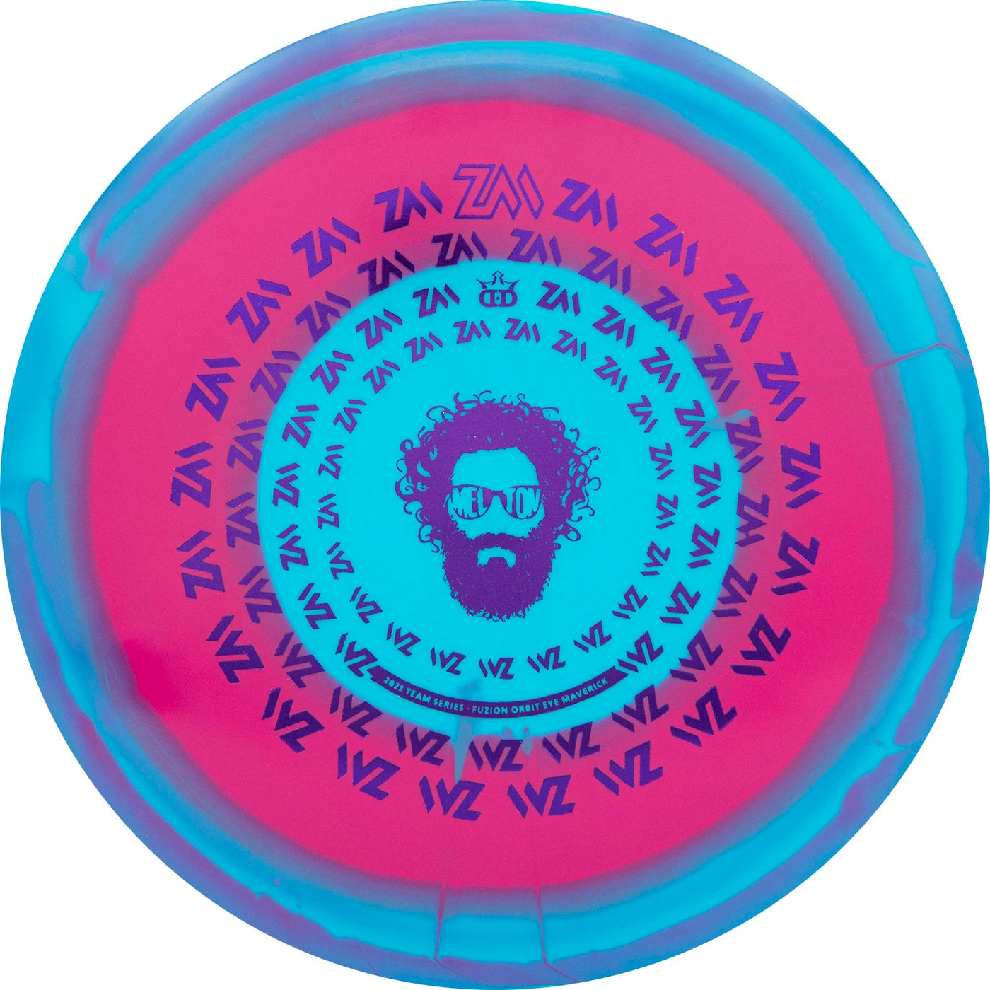 Dynamic Discs Fuzion Orbit Eye Maverick Fairway Driver with Zach Melton Crazy Hair ZM Spiral Team Series 2023 Stamp - Speed 7