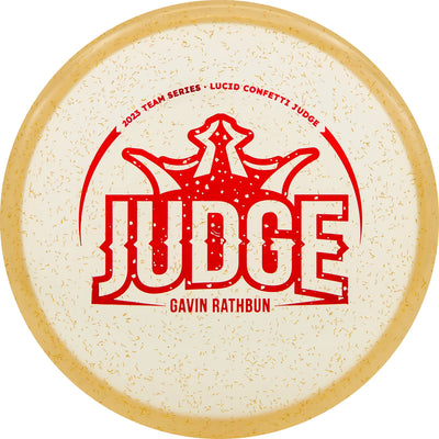 Dynamic Discs Lucid Confetti V2 Judge Putter with Gavin Rathbun Big Judge Team Series 2023 Stamp - Speed 2