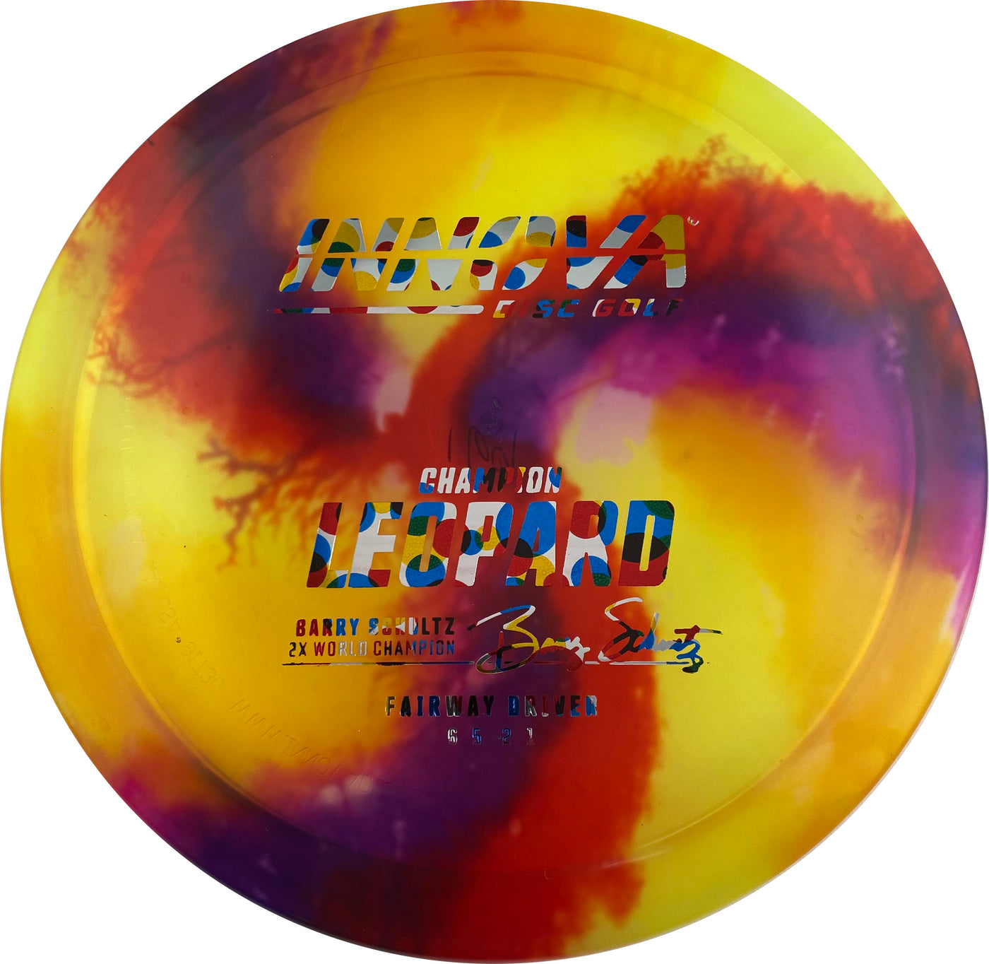 Innova Champion I-Dye Leopard Fairway Driver with Burst Logo Barry Schultz 2X World Champion Stamp - Speed 6