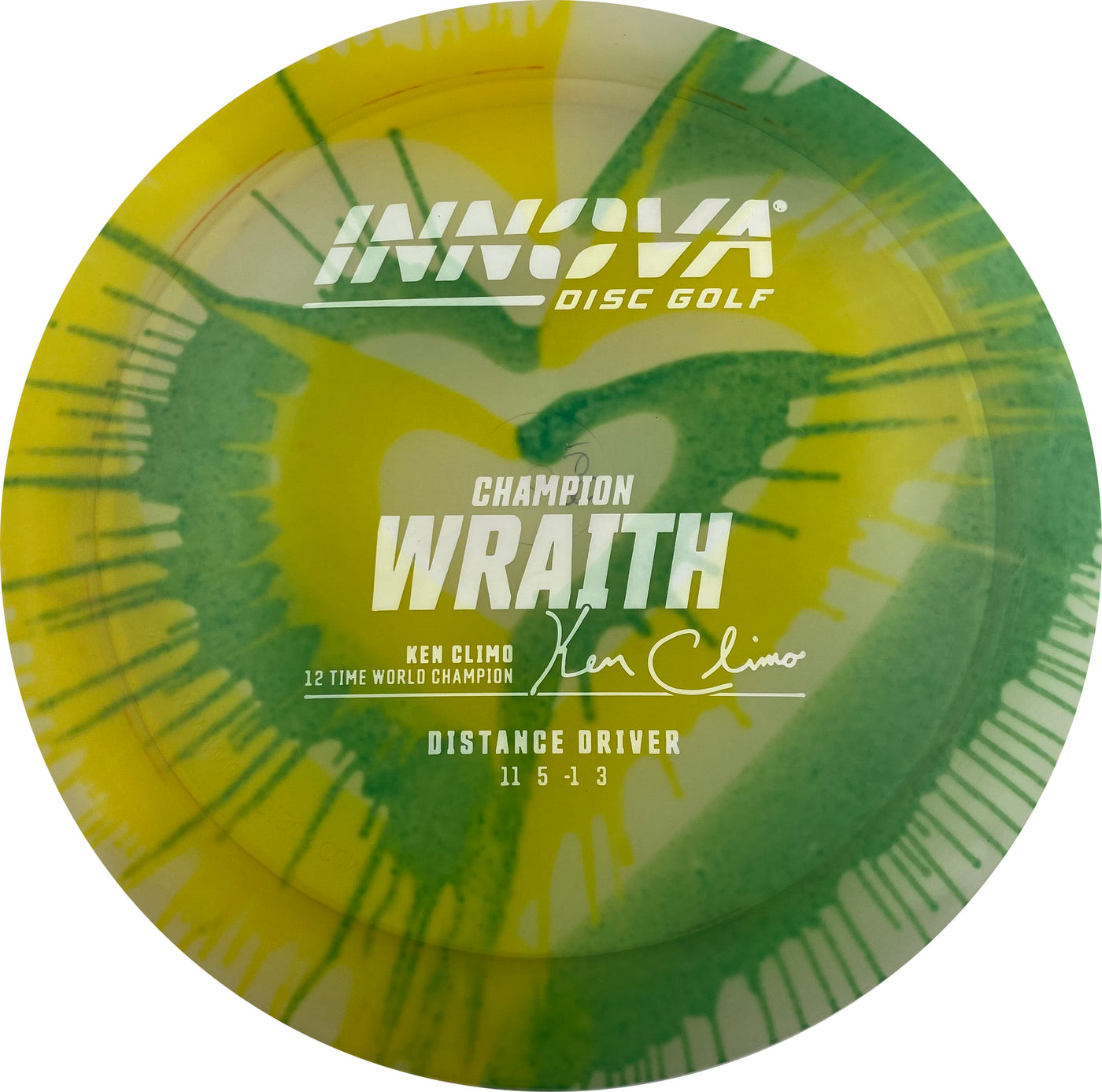 Innova Champion I-Dye Wraith Distance Driver with Ken Climo 12 Time World Champion Burst Logo Stamp - Speed 11