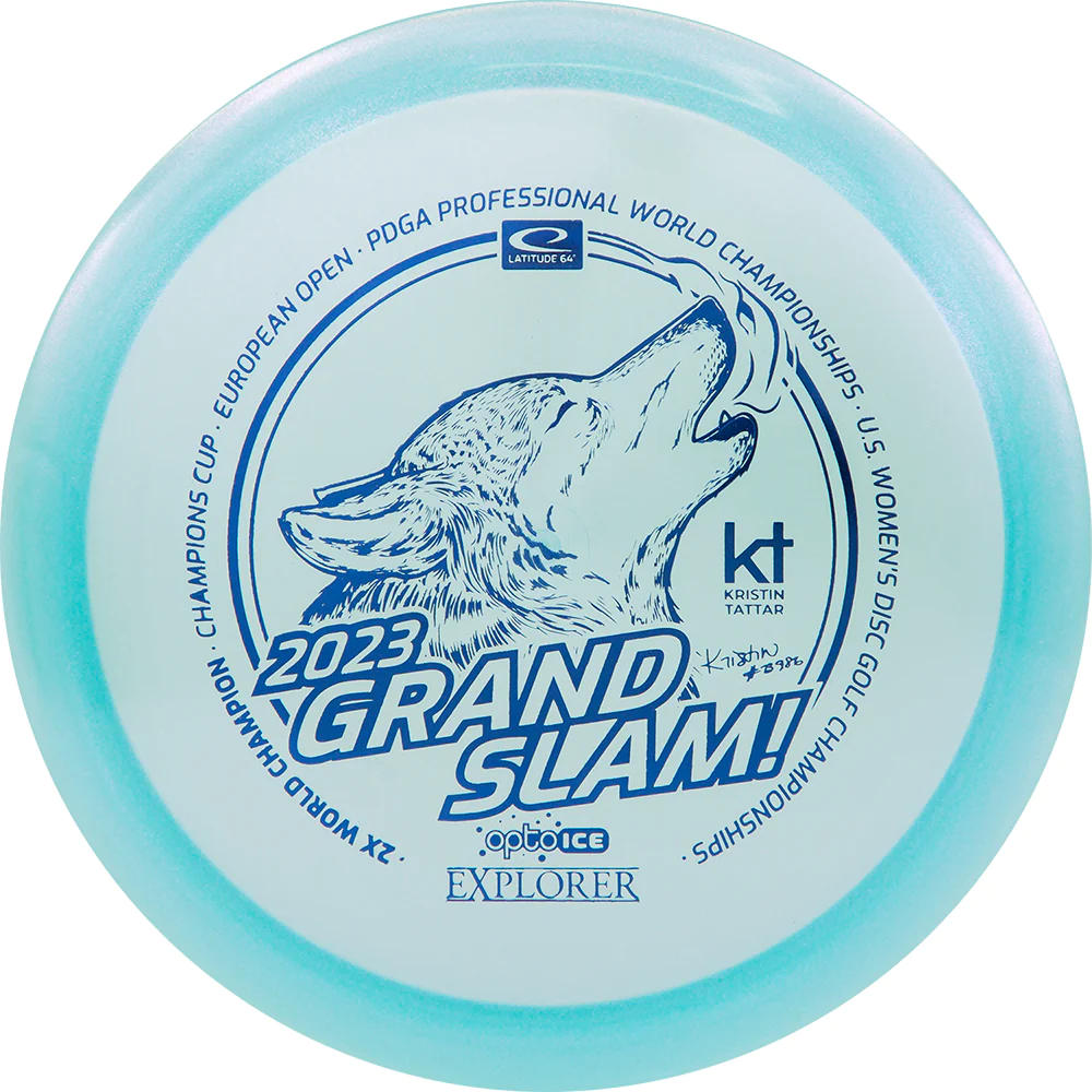 Latitude 64 Opto Ice Glimmer Explorer Fairway Driver with 2023 Grand Slam! - Kristin Tattar Stamp - Speed 7