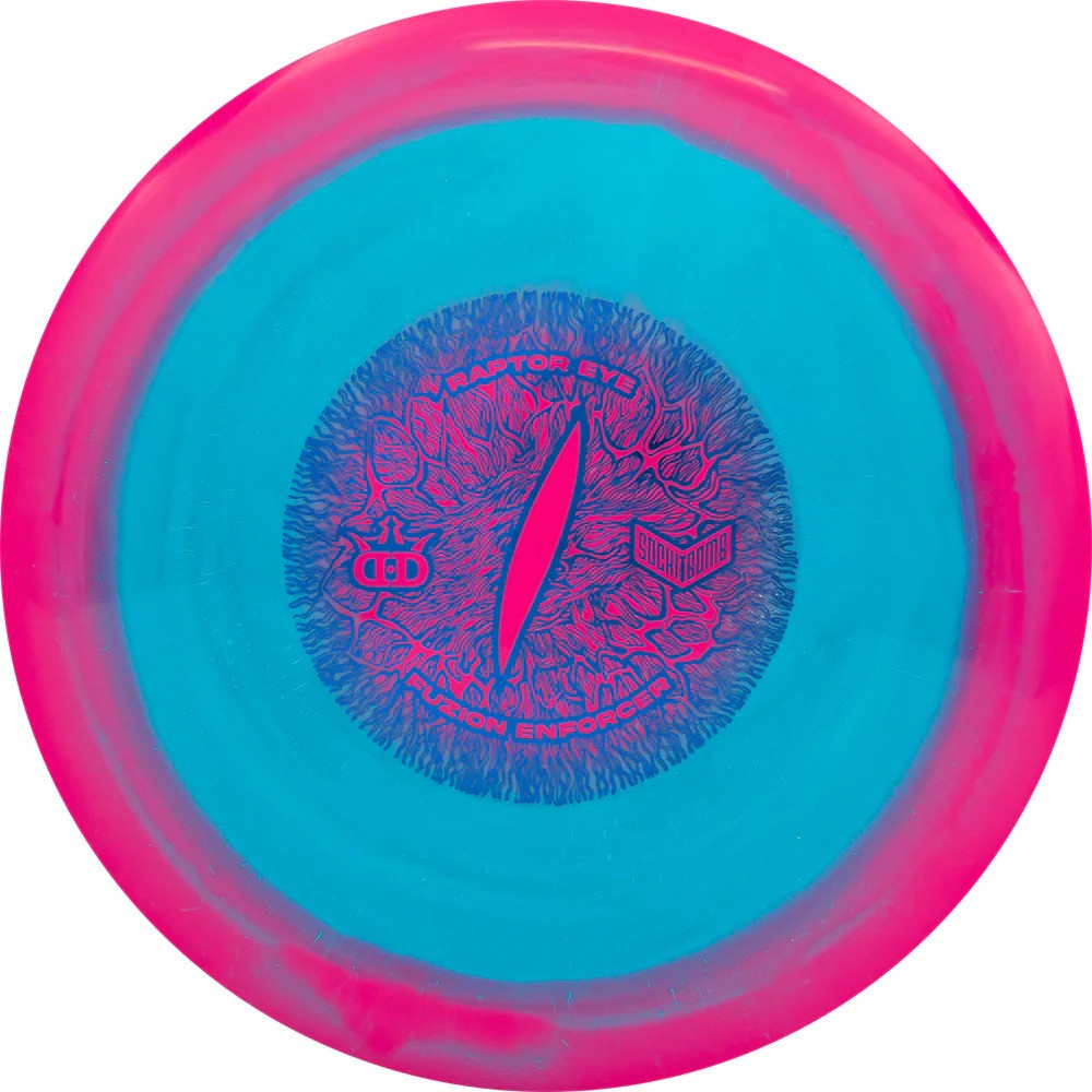 Dynamic Discs Fuzion Enforcer Distance Driver with Raptor Eye Sockibomb Stamp - Speed 12