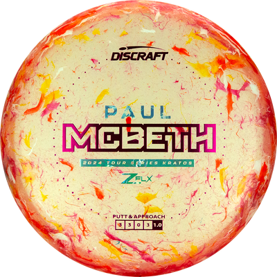 Discraft Jawbreaker Z FLX Kratos Putter with Paul McBeth 2024 Tour Series Stamp - Speed 3