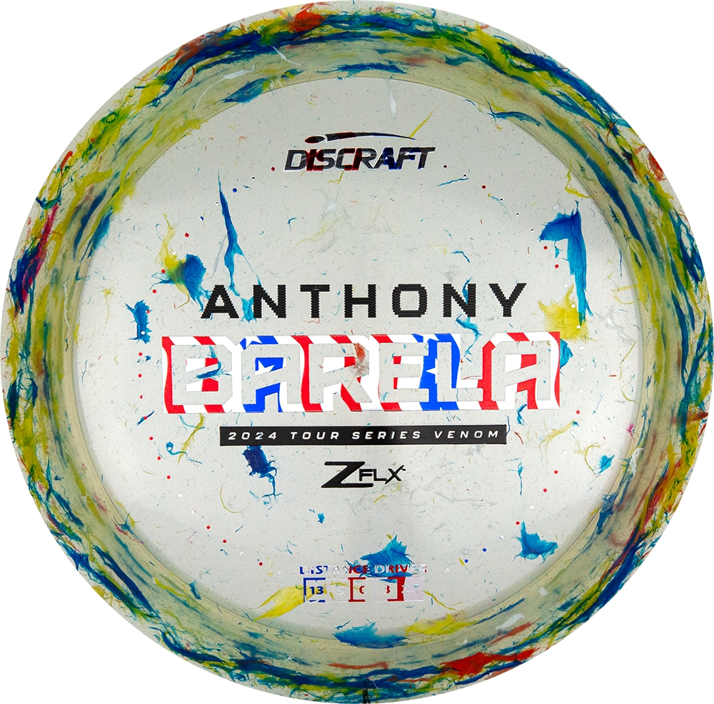 Discraft Jawbreaker Z FLX Venom Distance Driver with Anthony Barela 2024 Tour Series Stamp - Speed 13