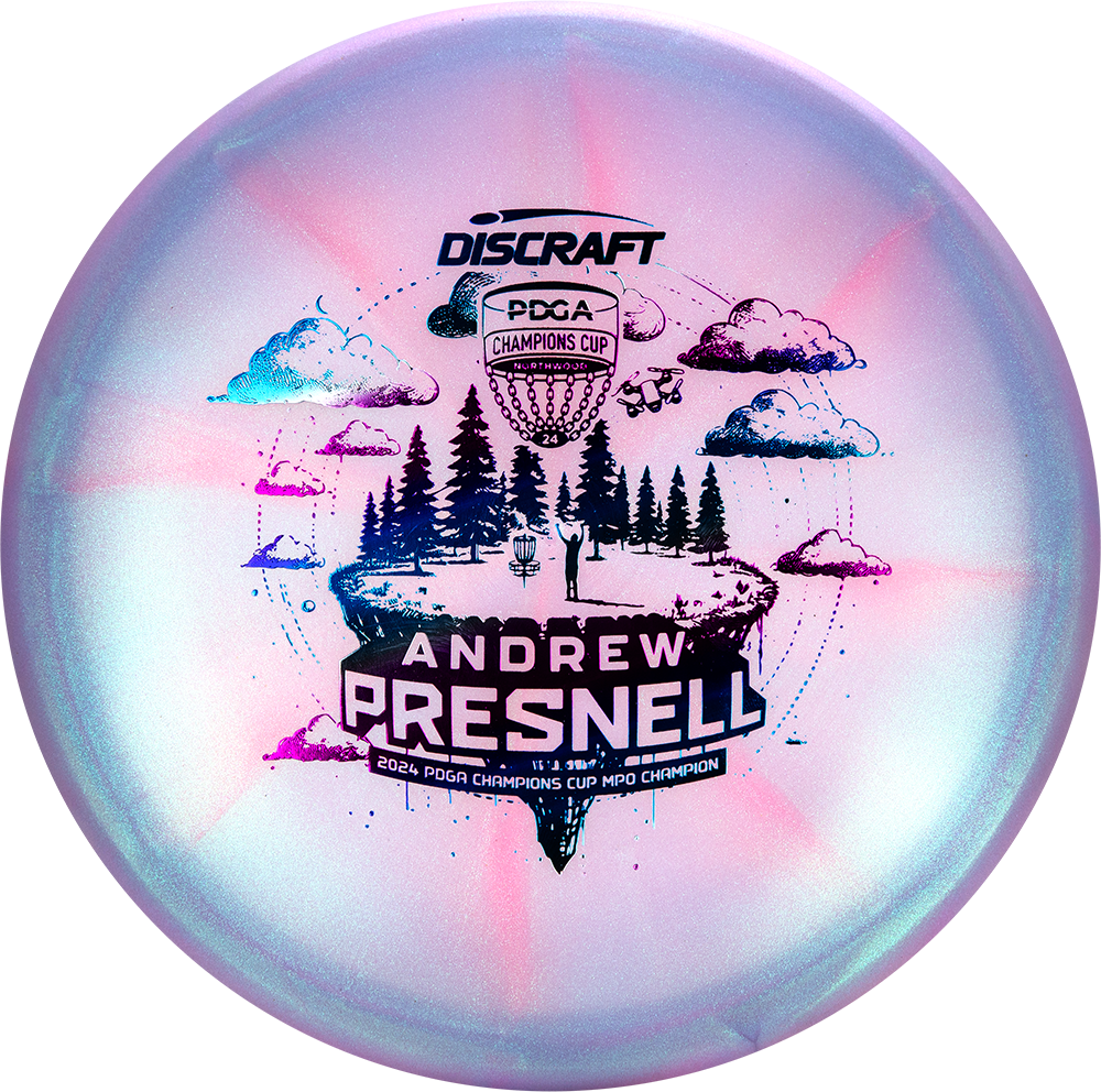 Discraft Elite Z Swirl ColorShift Drone Midrange with Andrew Presnell 2024 PDGA Champions Cup MPO Champion Stamp - Speed 5