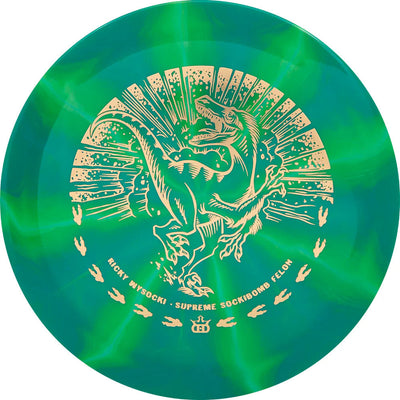 Dynamic Discs Supreme Burst Sockibomb Felon Fairway Driver with Ricky Wysocki - Runnin' Raptor Stamp - Speed 9