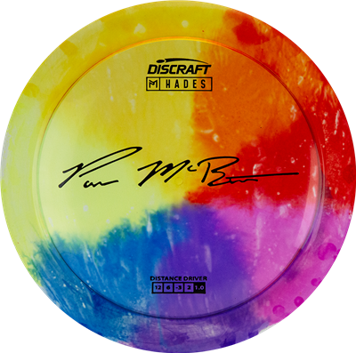 Discraft Elite Z Fly-Dyed Hades Distance Driver with Paul McBeth Large Signature Stamp - Speed 12