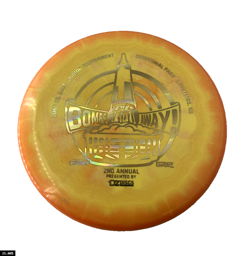 Discraft ESP Swirl Luna Putter with Bombs Away Junior Tournament 2024 | Lawrence, KS | Presented by DZDiscs, Discraft, and GRIPeq w/ 2023 Discraft Tour Series Bottom Stamp Stamp - Speed 3