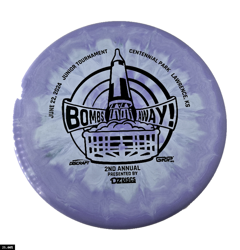 Discraft ESP Swirl Zone Putter with Bombs Away Junior Tournament 2024 | Lawrence, KS | Presented by DZDiscs, Discraft, and GRIPeq w/ 2023 Discraft Tour Series Bottom Stamp Stamp - Speed 4