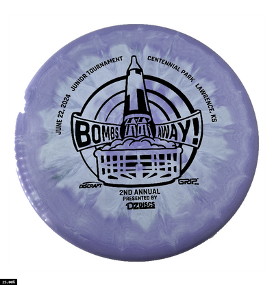 Discraft ESP Swirl Zone Putter with Bombs Away Junior Tournament 2024 | Lawrence, KS | Presented by DZDiscs, Discraft, and GRIPeq w/ 2023 Discraft Tour Series Bottom Stamp Stamp - Speed 4