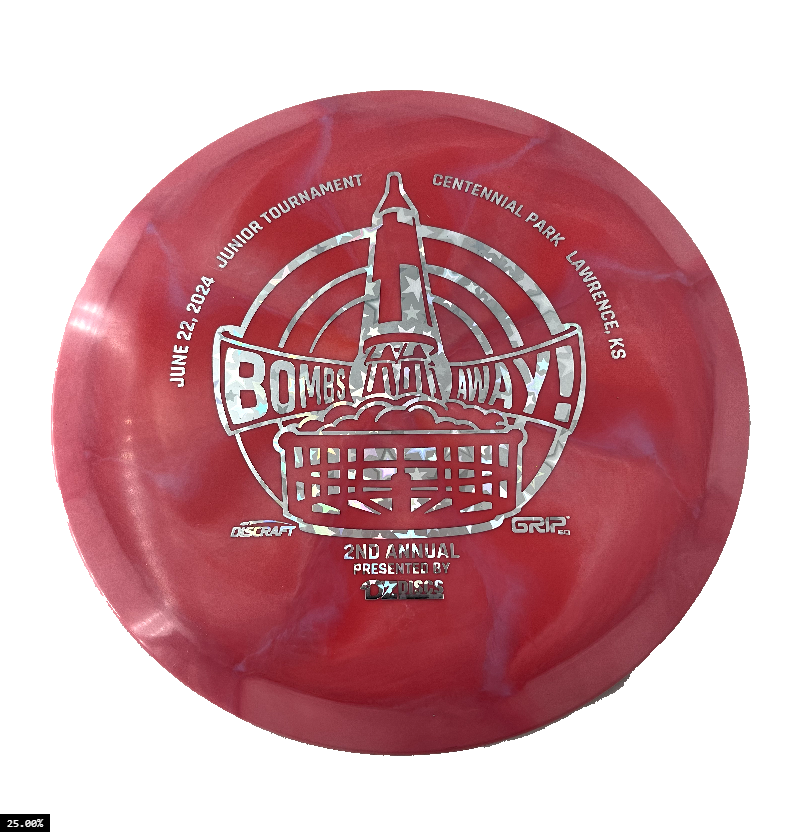 Discraft ESP Swirl Buzzz Midrange with Bombs Away Junior Tournament 2024 | Lawrence, KS | Presented by DZDiscs, Discraft, and GRIPeq w/ 2023 Discraft Tour Series Bottom Stamp Stamp - Speed 5