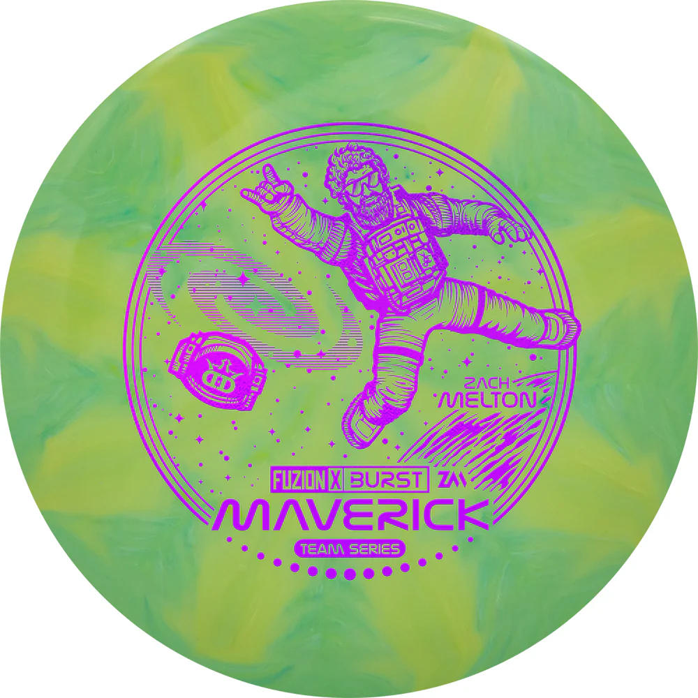 Dynamic Discs Fuzion-X Burst Maverick Fairway Driver with Zach Melton Team Series 2024 - ZM in Space Stamp - Speed 7