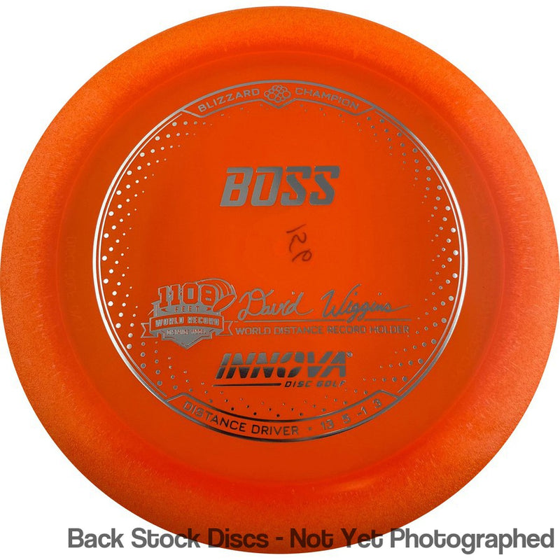 Innova Champion Blizzard Boss with 1108 Feet - David Wiggins - World Distance Record Holder Stamp