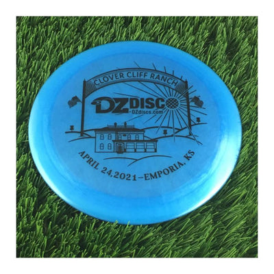 Discraft Elite Z Force with Clover Cliff Ranch DZDiscO Emporia, KS Stamp - 174g - Translucent Blue