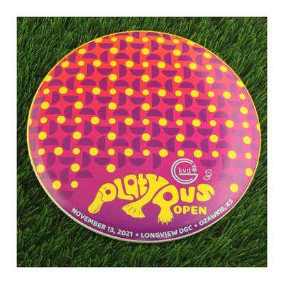 Discraft ESP SuperColor Buzzz with KVDGC 2021 Platypus Open - Longview - Ozawkie, KS Stamp