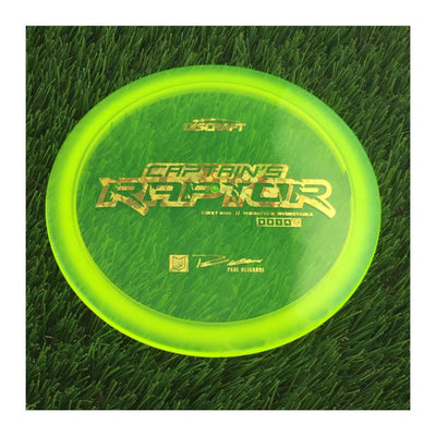 Discraft Special Blend Z Captain's Raptor with First Run // Modified Overstable - Paul Ulibarri Stamp - 174g - Translucent Yellow