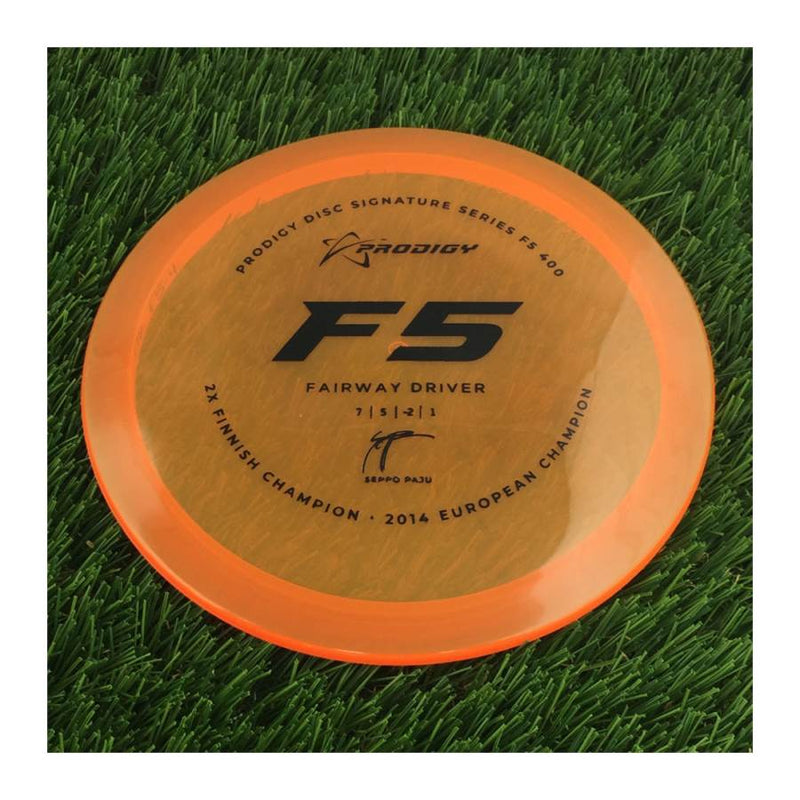 Prodigy 400 F5 with 2022 Signature Series Seppo Paju - 2X Finnish Champion - 2014 European Champion Stamp - 176g - Translucent Orange