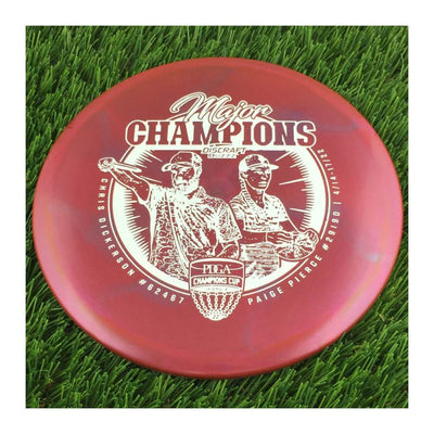 Discraft Elite Z Swirl Buzzz with Major Champions - Chris Dickerson - Paige Pierce - 2022 Stamp - 176g - Translucent Dark Pink