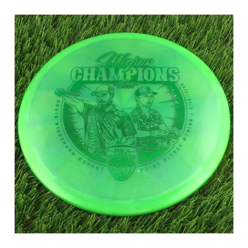 Discraft Elite Z Swirl Buzzz with Major Champions - Chris Dickerson - Paige Pierce - 2022 Stamp - 180g - Translucent Green