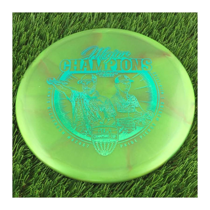 Discraft Elite Z Swirl Buzzz with Major Champions - Chris Dickerson - Paige Pierce - 2022 Stamp - 180g - Translucent Green