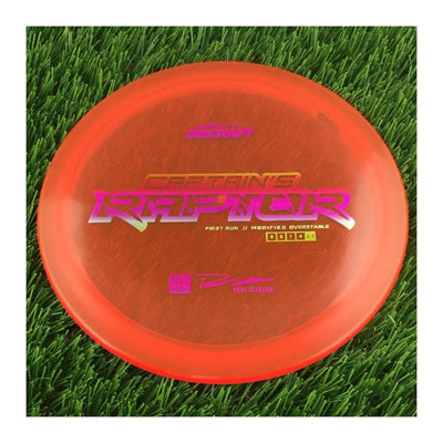 Discraft Special Blend Z Captain's Raptor with First Run // Modified Overstable - Paul Ulibarri Stamp - 174g - Translucent Red