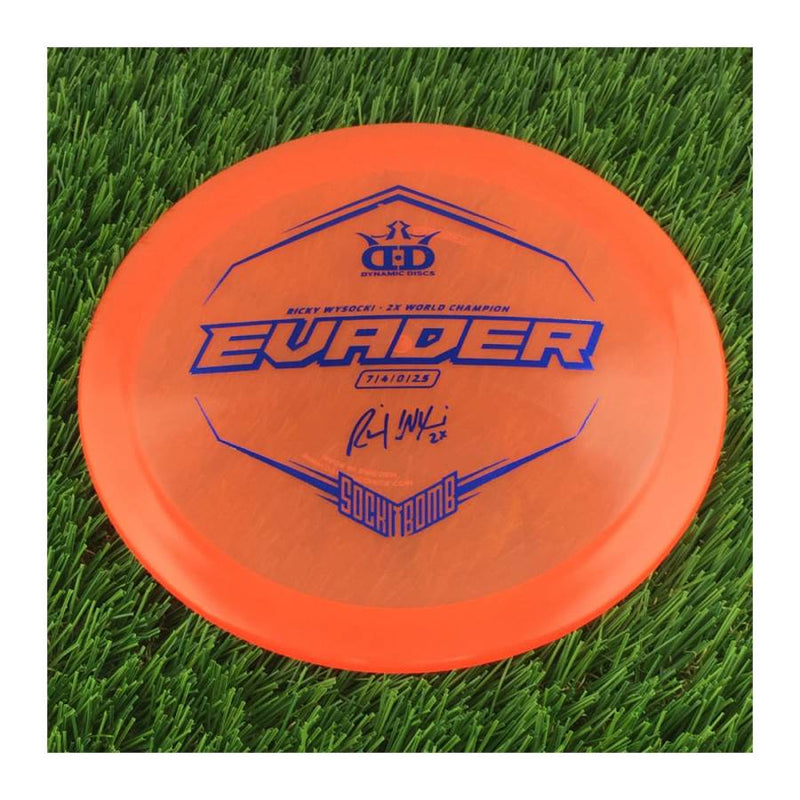 Dynamic Discs Lucid Evader with Ricky Wysocki - 2X World Champion - SockiBomb Stamp - 176g - Translucent Orange