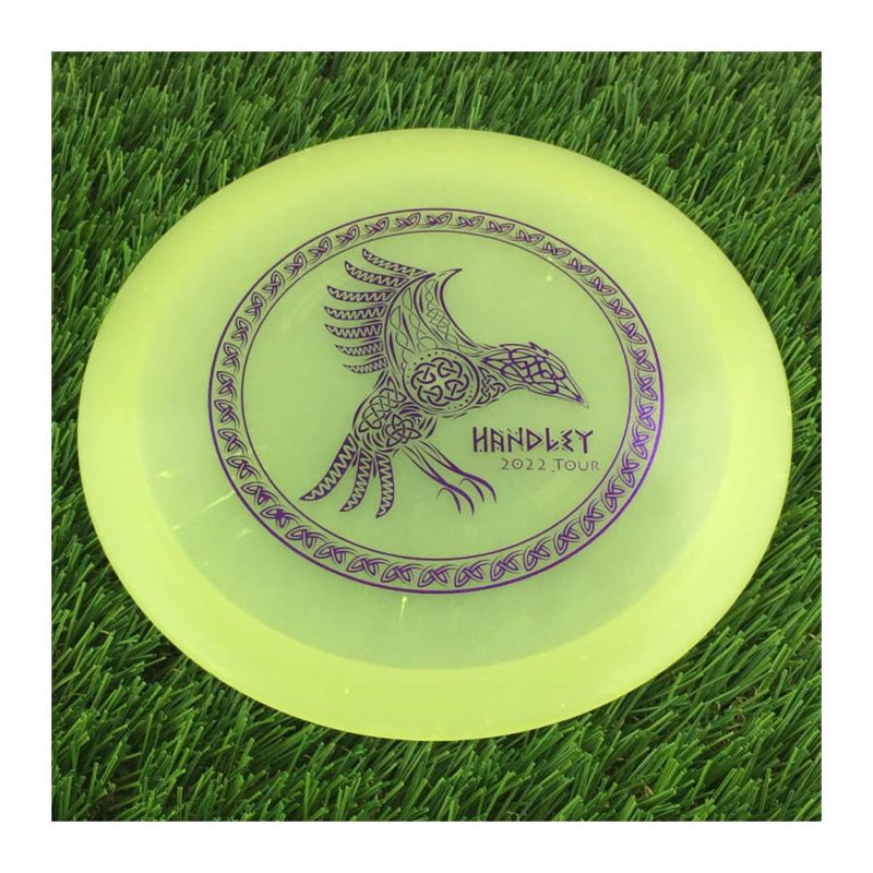 Dynamic Discs Lucid-X Moonshine Evader with Celtic Knot Raven - Holyn Handley 2022 Tour Stamp - 172g - Translucent Glow