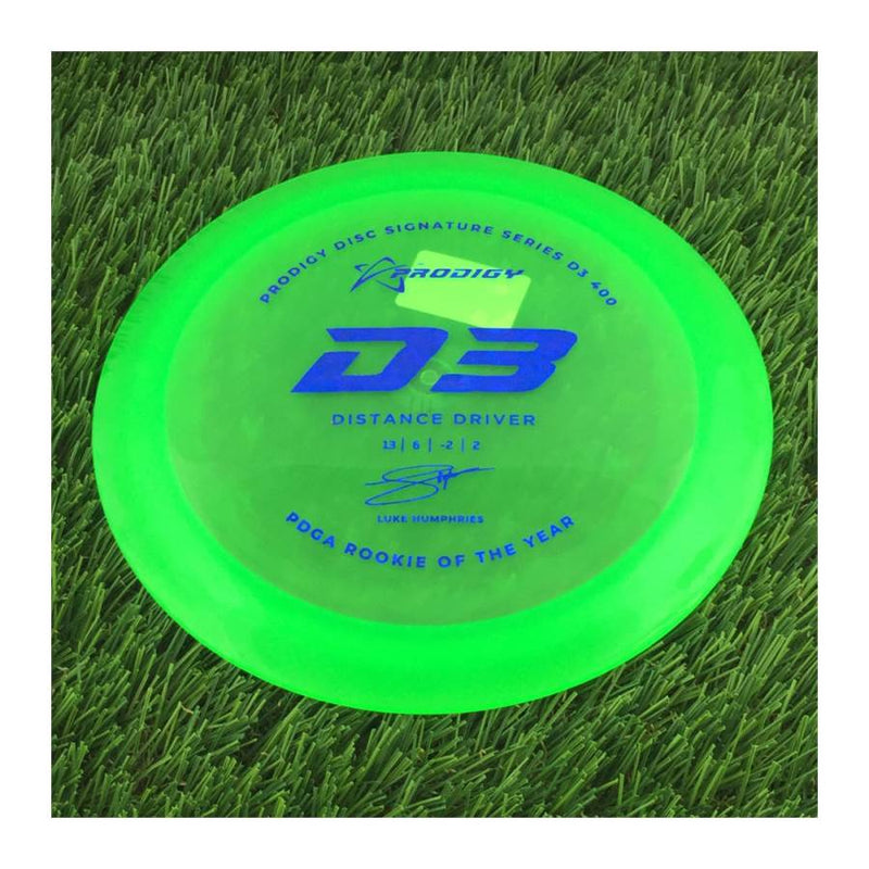 Prodigy 400 D3 with 2022 Signature Series Luke Humphries - PDGA Rookie of the Year Stamp - 174g - Translucent Green