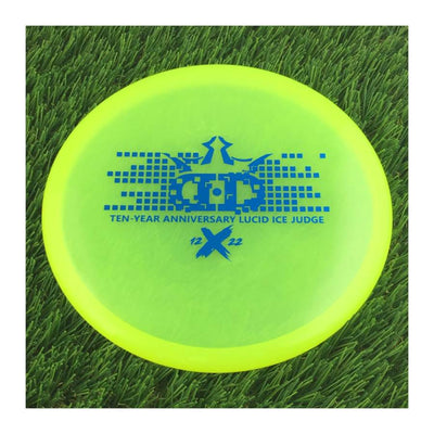 Dynamic Discs Lucid Ice Judge with Ten-Year Anniversary 2012-2022 Stamp - 175g - Translucent Yellow