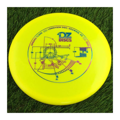 Latitude 64 Gold Line Claymore with DZDiscs 2023 Spring Fling - Longview DGC - Ozawkie, KS Stamp - 177g - Solid Yellow