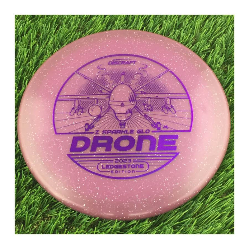 Discraft Elite Z Sparkle Glo Drone with 2023 Ledgestone Edition - Wave 2 Stamp - 180g - Translucent Purple