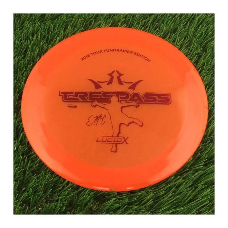 Dynamic Discs Lucid-X Trespass with 2018 Tour Fundraiser Edition - Eric McCabe - Emac Stamp - 175g - Translucent Orange