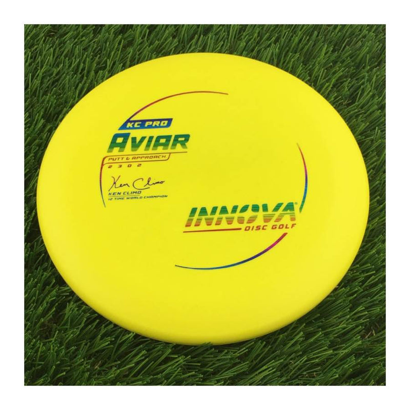 Innova Pro KC Aviar with Ken Climo 12 Time World Champion Burst Logo Stamp - 175g - Solid Yellow