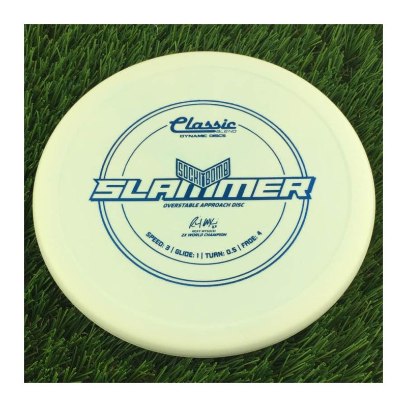 Dynamic Discs Classic Blend SockiBomb Slammer with Sockibomb Ricky Wysocki Signature 2x World Champion Stamp - 175g - Solid White