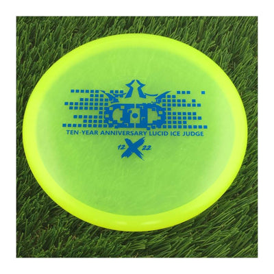 Dynamic Discs Lucid Ice Judge with Ten-Year Anniversary 2012-2022 Stamp - 173g - Translucent Yellow