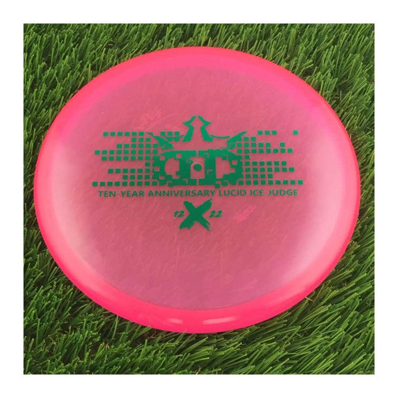 Dynamic Discs Lucid Ice Judge with Ten-Year Anniversary 2012-2022 Stamp - 173g - Translucent Pink