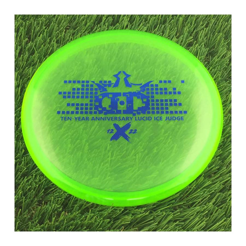 Dynamic Discs Lucid Ice Judge with Ten-Year Anniversary 2012-2022 Stamp - 172g - Translucent Green