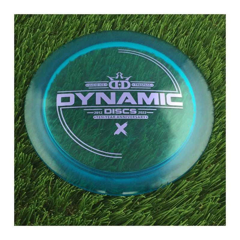 Dynamic Discs Lucid Ice Trespass with Ten-Year Anniversary 2012-2022 Stamp - 173g - Translucent Blue