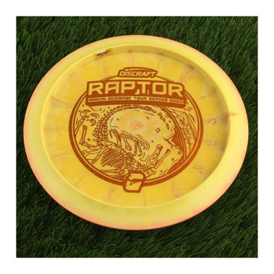 Discraft ESP Swirl Raptor with Aaron Gossage Tour Series 2023 Stamp - 172g - Solid Orangish Yellow