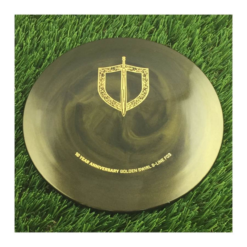 Discmania Golden Swirl S-Line FD3 with 10 Year Anniversary Sword and Shield Stamp - 175g - Solid Gold