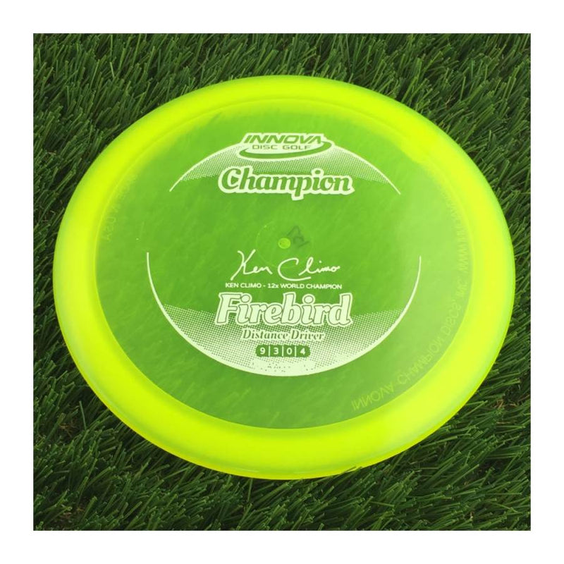 Innova Champion Firebird with Ken Climo - 12x World Champion New Stamp Stamp - 157g - Translucent Yellow